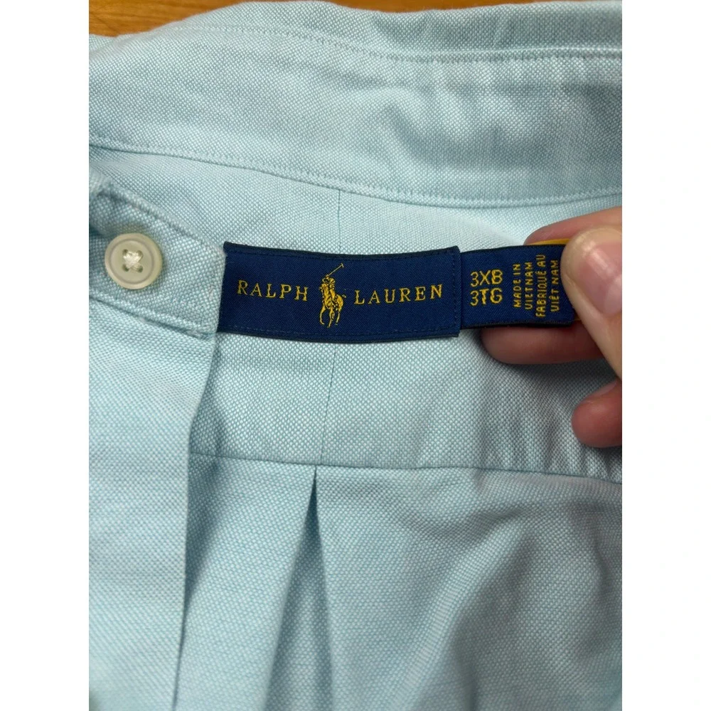 Polo Ralph Lauren Mens 3XB Light Blue Oxford Short Sleeve Button Down Shirt Pony